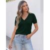 imageANRABESS Women Short Sleeve Sweaters Wool Blend V Neck Sweater Shirts Business Casual Work Tops 2026 Summer Vacation OutfitsDrak Green