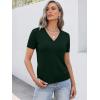 imageANRABESS Women Short Sleeve Sweaters Wool Blend V Neck Sweater Shirts Business Casual Work Tops 2026 Summer Vacation OutfitsDrak Green