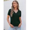 imageANRABESS Women Short Sleeve Sweaters Wool Blend V Neck Sweater Shirts Business Casual Work Tops 2026 Summer Vacation OutfitsDrak Green