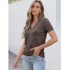 imageANRABESS Women Short Sleeve Sweaters Wool Blend V Neck Sweater Shirts Business Casual Work Tops 2026 Summer Vacation OutfitsDrak Taupe