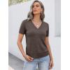 imageANRABESS Women Short Sleeve Sweaters Wool Blend V Neck Sweater Shirts Business Casual Work Tops 2026 Summer Vacation OutfitsDrak Taupe