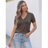 imageANRABESS Women Short Sleeve Sweaters Wool Blend V Neck Sweater Shirts Business Casual Work Tops 2026 Summer Vacation OutfitsDrak Taupe