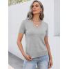 imageANRABESS Women Short Sleeve Sweaters Wool Blend V Neck Sweater Shirts Business Casual Work Tops 2026 Summer Vacation OutfitsLight Grey