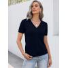 imageANRABESS Women Short Sleeve Sweaters Wool Blend V Neck Sweater Shirts Business Casual Work Tops 2026 Summer Vacation OutfitsNavy Blue