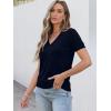 imageANRABESS Women Short Sleeve Sweaters Wool Blend V Neck Sweater Shirts Business Casual Work Tops 2026 Summer Vacation OutfitsNavy Blue