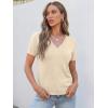 imageANRABESS Women Short Sleeve Sweaters Wool Blend V Neck Sweater Shirts Business Casual Work Tops 2026 Summer Vacation OutfitsParchment