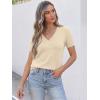 imageANRABESS Women Short Sleeve Sweaters Wool Blend V Neck Sweater Shirts Business Casual Work Tops 2026 Summer Vacation OutfitsParchment