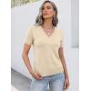 imageANRABESS Women Short Sleeve Sweaters Wool Blend V Neck Sweater Shirts Business Casual Work Tops 2026 Summer Vacation OutfitsParchment