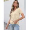imageANRABESS Women Short Sleeve Sweaters Wool Blend V Neck Sweater Shirts Business Casual Work Tops 2026 Summer Vacation OutfitsParchment