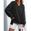 imageANRABESS Womens Oversized Sweatshirts Long Sleeve Tunic Shirts V Neck Loose Pullover Tops 2026 Spring Teen Girls OutfitBlack