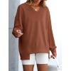 imageANRABESS Womens Oversized Sweatshirts Long Sleeve Tunic Shirts V Neck Loose Pullover Tops 2026 Spring Teen Girls OutfitCaramel Brown