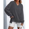 imageANRABESS Womens Oversized Sweatshirts Long Sleeve Tunic Shirts V Neck Loose Pullover Tops 2026 Spring Teen Girls OutfitDark Grey