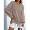 imageANRABESS Womens Oversized Sweatshirts Long Sleeve Tunic Shirts V Neck Loose Pullover Tops 2026 Spring Teen Girls OutfitDark Khaki