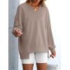 imageANRABESS Womens Oversized Sweatshirts Long Sleeve Tunic Shirts V Neck Loose Pullover Tops 2026 Spring Teen Girls OutfitDark Khaki