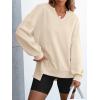 imageANRABESS Womens Oversized Sweatshirts Long Sleeve Tunic Shirts V Neck Loose Pullover Tops 2026 Spring Teen Girls OutfitKhaki
