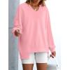 imageANRABESS Womens Oversized Sweatshirts Long Sleeve Tunic Shirts V Neck Loose Pullover Tops 2026 Spring Teen Girls OutfitPink