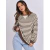 imageANRABESS Womens Striped Oversized Sweatshirts Crew Neck Long Sleeve Shirts Soft Color Block Pullover Top Fashion ClothingBrown White