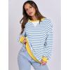 imageANRABESS Womens Striped Oversized Sweatshirts Crew Neck Long Sleeve Shirts Soft Color Block Pullover Top Fashion ClothingBule White
