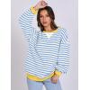 imageANRABESS Womens Striped Oversized Sweatshirts Crew Neck Long Sleeve Shirts Soft Color Block Pullover Top Fashion ClothingBule White