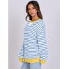imageANRABESS Womens Striped Oversized Sweatshirts Crew Neck Long Sleeve Shirts Soft Color Block Pullover Top Fashion ClothingBule White