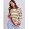 imageANRABESS Womens Striped Oversized Sweatshirts Crew Neck Long Sleeve Shirts Soft Color Block Pullover Top Fashion ClothingCaramel White