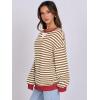 imageANRABESS Womens Striped Oversized Sweatshirts Crew Neck Long Sleeve Shirts Soft Color Block Pullover Top Fashion ClothingCaramel White