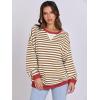 imageANRABESS Womens Striped Oversized Sweatshirts Crew Neck Long Sleeve Shirts Soft Color Block Pullover Top Fashion ClothingCaramel White