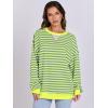 imageANRABESS Womens Striped Oversized Sweatshirts Crew Neck Long Sleeve Shirts Soft Color Block Pullover Top Fashion ClothingGrey Fluorescent Green