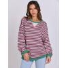 imageANRABESS Womens Striped Oversized Sweatshirts Crew Neck Long Sleeve Shirts Soft Color Block Pullover Top Fashion ClothingGrey Pink