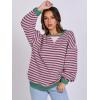 imageANRABESS Womens Striped Oversized Sweatshirts Crew Neck Long Sleeve Shirts Soft Color Block Pullover Top Fashion ClothingGrey Pink