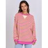 imageANRABESS Womens Striped Oversized Sweatshirts Crew Neck Long Sleeve Shirts Soft Color Block Pullover Top Fashion ClothingHot Pink Yellow