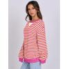 imageANRABESS Womens Striped Oversized Sweatshirts Crew Neck Long Sleeve Shirts Soft Color Block Pullover Top Fashion ClothingHot Pink Yellow