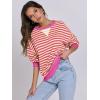 imageANRABESS Womens Striped Oversized Sweatshirts Crew Neck Long Sleeve Shirts Soft Color Block Pullover Top Fashion ClothingHot Pink Yellow
