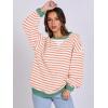 imageANRABESS Womens Striped Oversized Sweatshirts Crew Neck Long Sleeve Shirts Soft Color Block Pullover Top Fashion ClothingOrange White