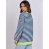imageANRABESS Womens Striped Oversized Sweatshirts Crew Neck Long Sleeve Shirts Soft Color Block Pullover Top Fashion ClothingPink Green