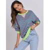 imageANRABESS Womens Striped Oversized Sweatshirts Crew Neck Long Sleeve Shirts Soft Color Block Pullover Top Fashion ClothingPink Green