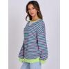 imageANRABESS Womens Striped Oversized Sweatshirts Crew Neck Long Sleeve Shirts Soft Color Block Pullover Top Fashion ClothingPink Green