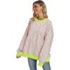 imageANRABESS Womens Striped Oversized Sweatshirts Crew Neck Long Sleeve Shirts Soft Color Block Pullover Top Fashion ClothingPink Green Yellow Stripe