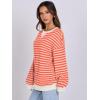 imageANRABESS Womens Striped Oversized Sweatshirts Crew Neck Long Sleeve Shirts Soft Color Block Pullover Top Fashion ClothingPink Orange
