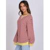 imageANRABESS Womens Striped Oversized Sweatshirts Crew Neck Long Sleeve Shirts Soft Color Block Pullover Top Fashion ClothingPurple Orange