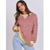 imageANRABESS Womens Striped Oversized Sweatshirts Crew Neck Long Sleeve Shirts Soft Color Block Pullover Top Fashion ClothingPurple Orange