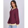 imageANRABESS Womens Striped Oversized Sweatshirts Crew Neck Long Sleeve Shirts Soft Color Block Pullover Top Fashion ClothingRed Blue