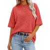 imageANRABESS Short Sleeve Sweater for Women Oversized Lightweight Casual Work Top Shirts Knit Crewneck 2026 Spring Summer OutfitsOrange