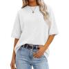 imageANRABESS Short Sleeve Sweater for Women Oversized Lightweight Casual Work Top Shirts Knit Crewneck 2026 Spring Summer OutfitsWhite