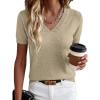 imageANRABESS Women Short Sleeve Sweaters Wool Blend V Neck Sweater Shirts Business Casual Work Tops 2026 Summer Vacation OutfitsAlmond