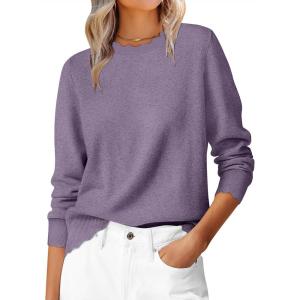 imageANRABESS Sweaters for Women Loose Fit Lightweight Soft Dressy Scalloped Long Sleeve Pullover Tops 2026 Fall Casual OutfitsPurple