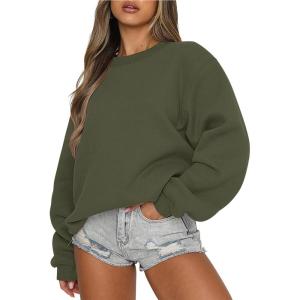 imageANRABESS Womens Sweatshirts Crewneck Fleece Oversized Pullover Sweater Spring Winter Cute Tops Teen Girls Preppy Clothes 2026Army Green