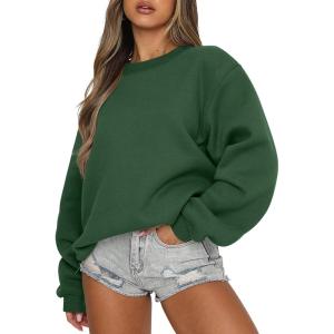 imageANRABESS Womens Sweatshirts Crewneck Fleece Oversized Pullover Sweater Spring Winter Cute Tops Teen Girls Preppy Clothes 2026Dark Green