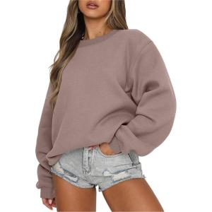 imageANRABESS Womens Sweatshirts Crewneck Fleece Oversized Pullover Sweater Spring Winter Cute Tops Teen Girls Preppy Clothes 2026Gray Khaki