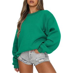imageANRABESS Womens Sweatshirts Crewneck Fleece Oversized Pullover Sweater Spring Winter Cute Tops Teen Girls Preppy Clothes 2026Green